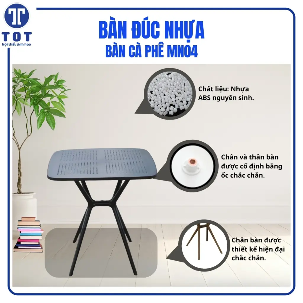 Bàn nhựa vuông chân X MN04